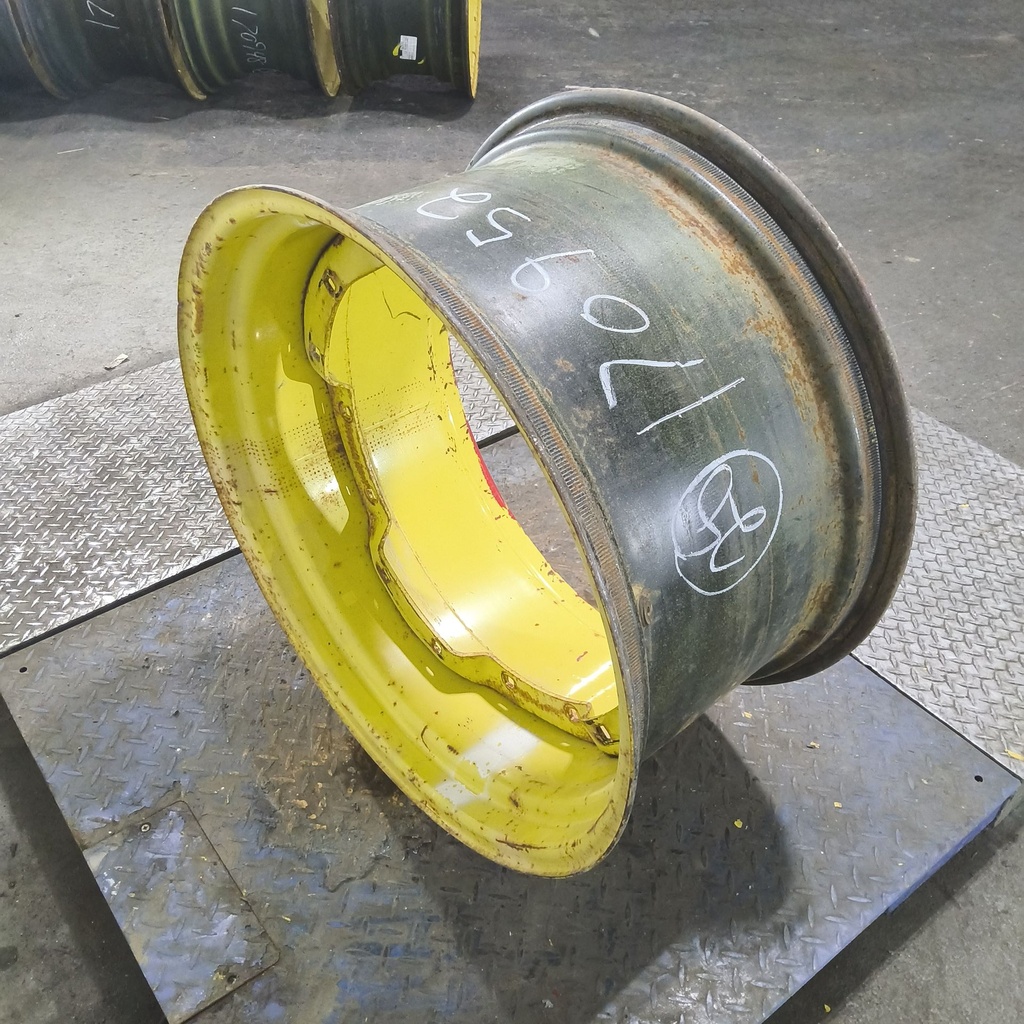 15"W x 28"D, John Deere Yellow 8-Hole Waffle Wheel (Groups of 2 Bolts)