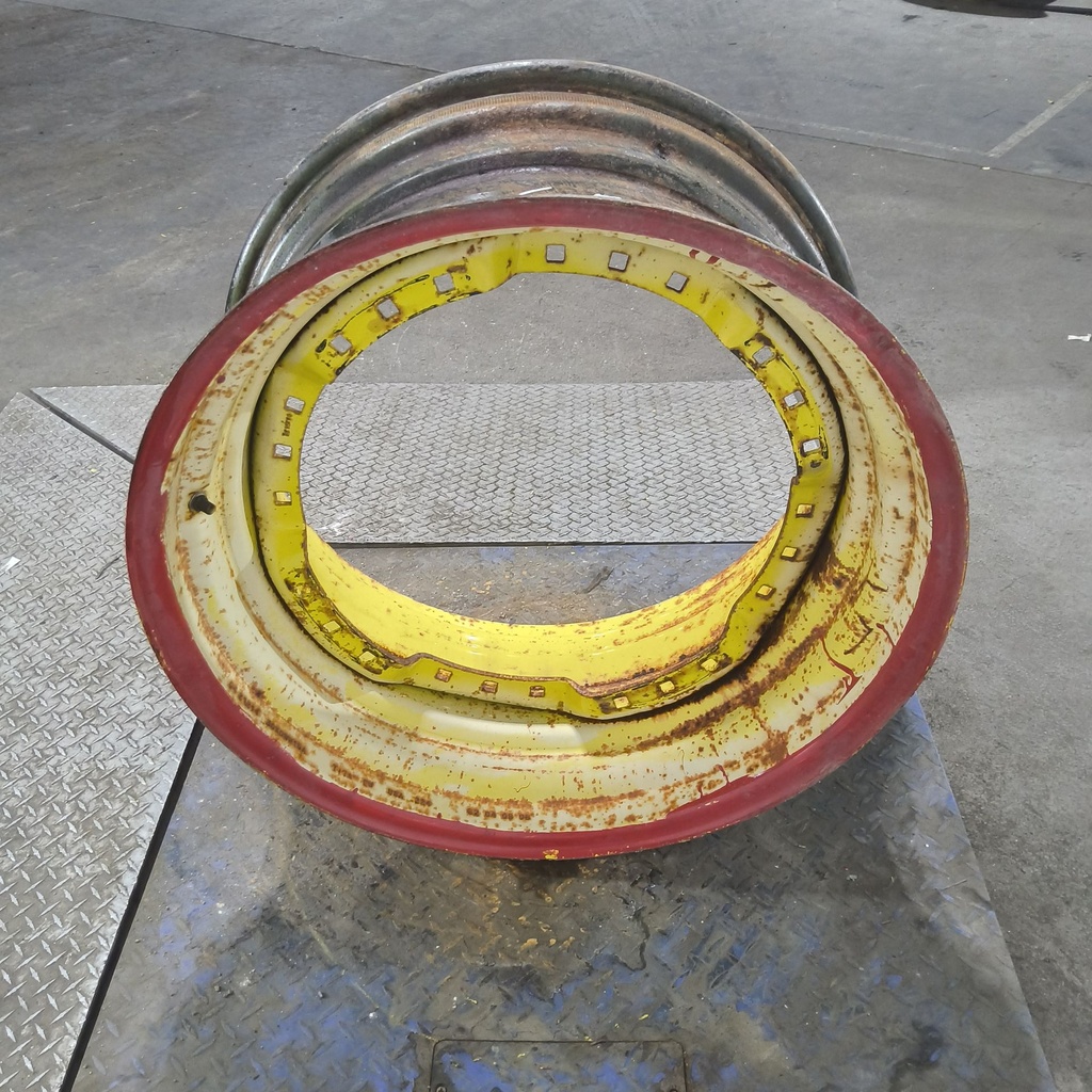 15"W x 30"D, John Deere Yellow 12-Hole Waffle Wheel (Groups of 3 bolts)