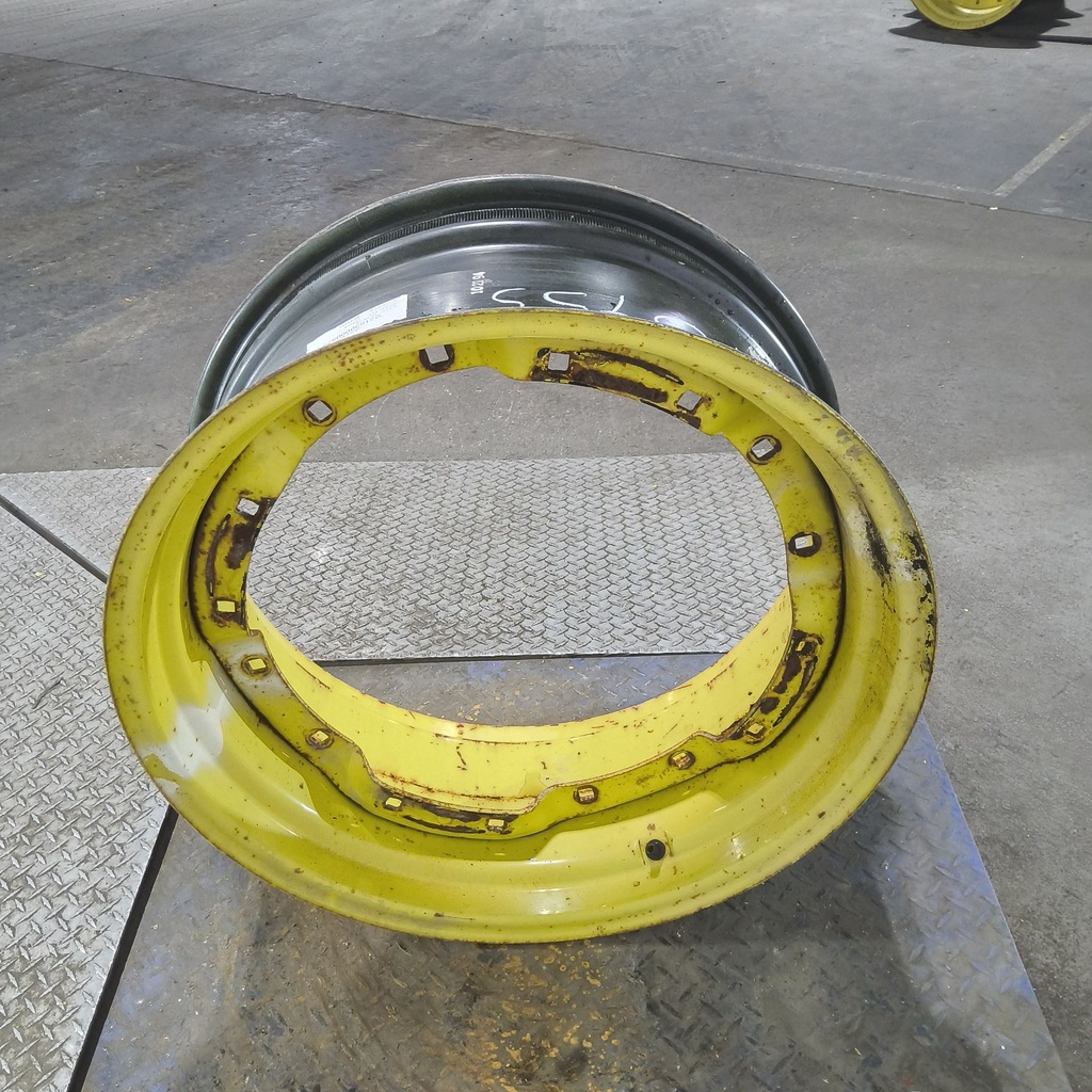 12"W x 28"D, John Deere Yellow 8-Hole Waffle Wheel (Groups of 2 Bolts)