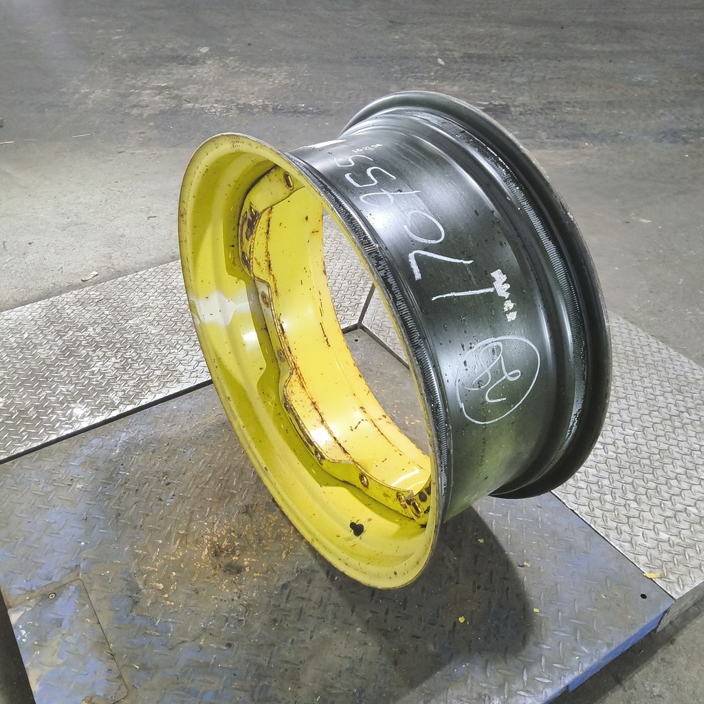 12"W x 28"D, John Deere Yellow 8-Hole Waffle Wheel (Groups of 2 Bolts)