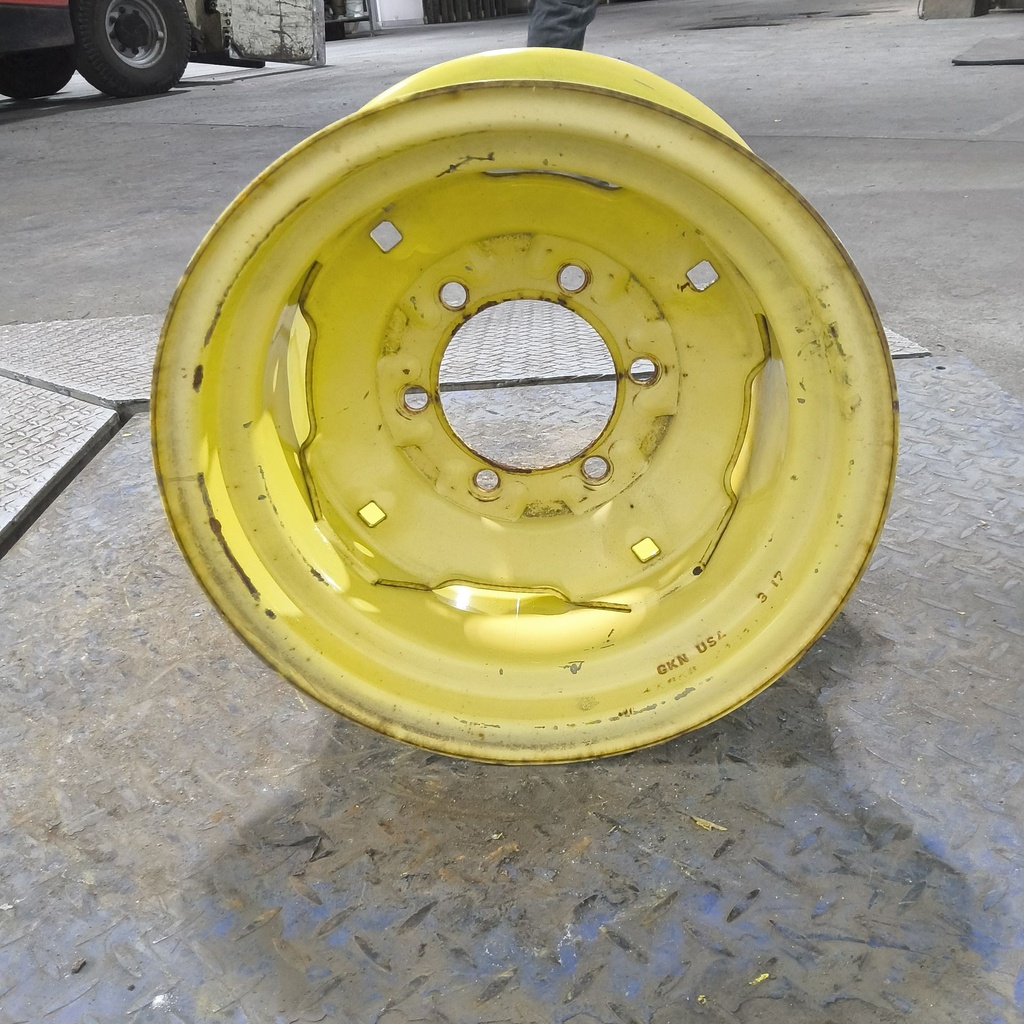 8"W x 14"D, John Deere Yellow 6-Hole Formed Plate , 1.62" Offset