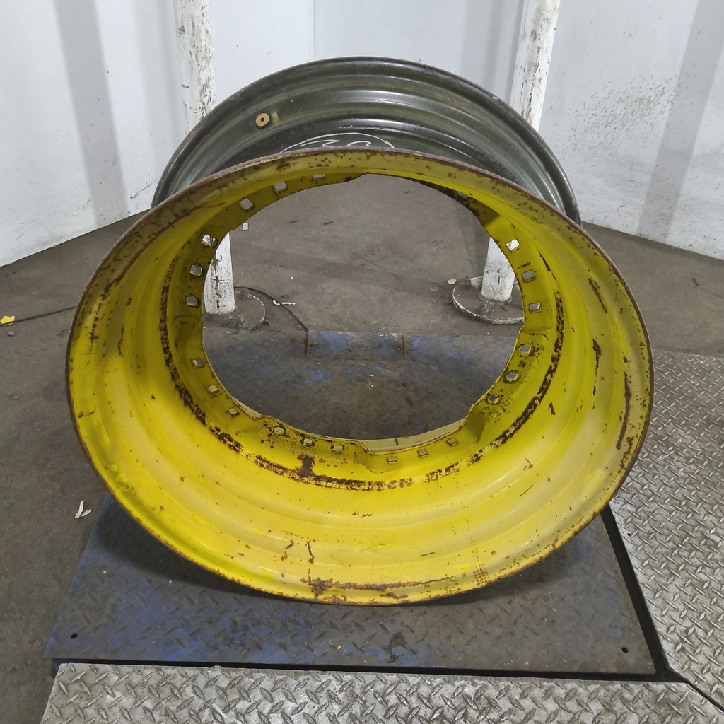 15"W x 30"D, John Deere Yellow 12-Hole Waffle Wheel (Groups of 3 bolts)