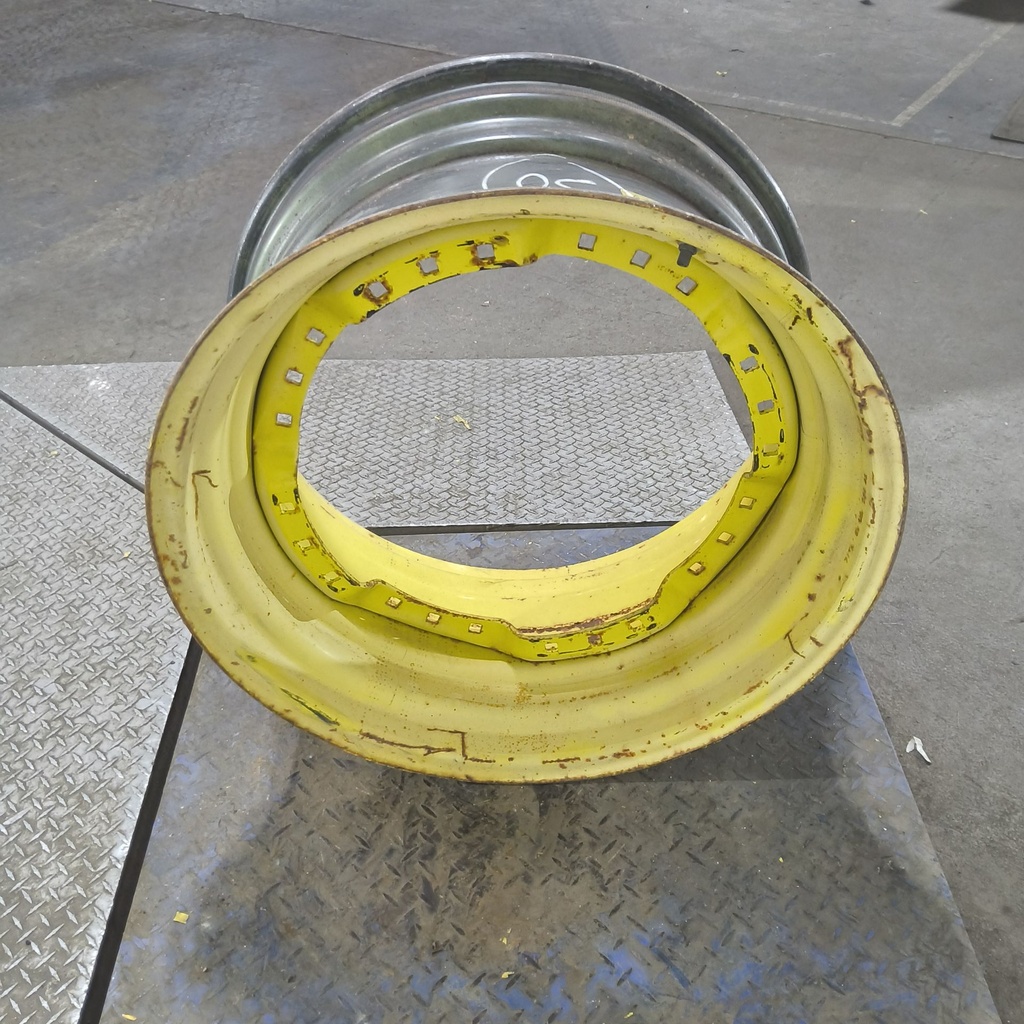 15"W x 30"D, John Deere Yellow 12-Hole Waffle Wheel (Groups of 3 bolts)