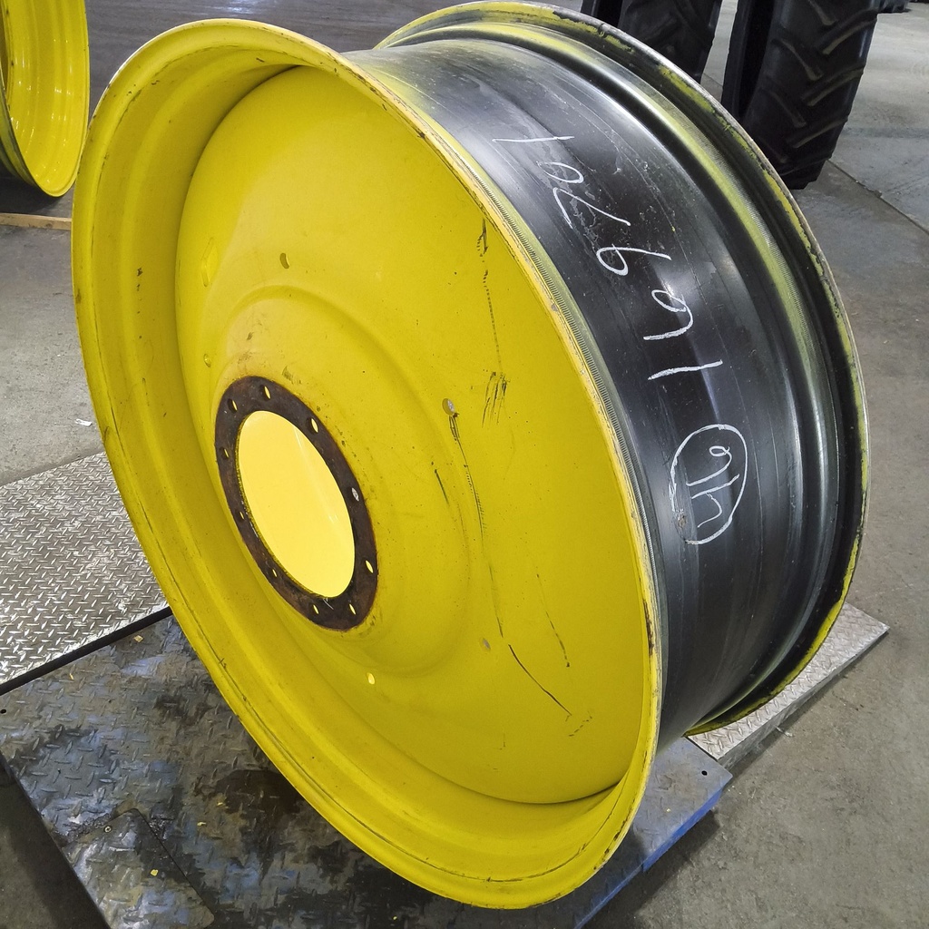 16"W x 46"D, John Deere Yellow 10-Hole Formed Plate , -9.12" Offset