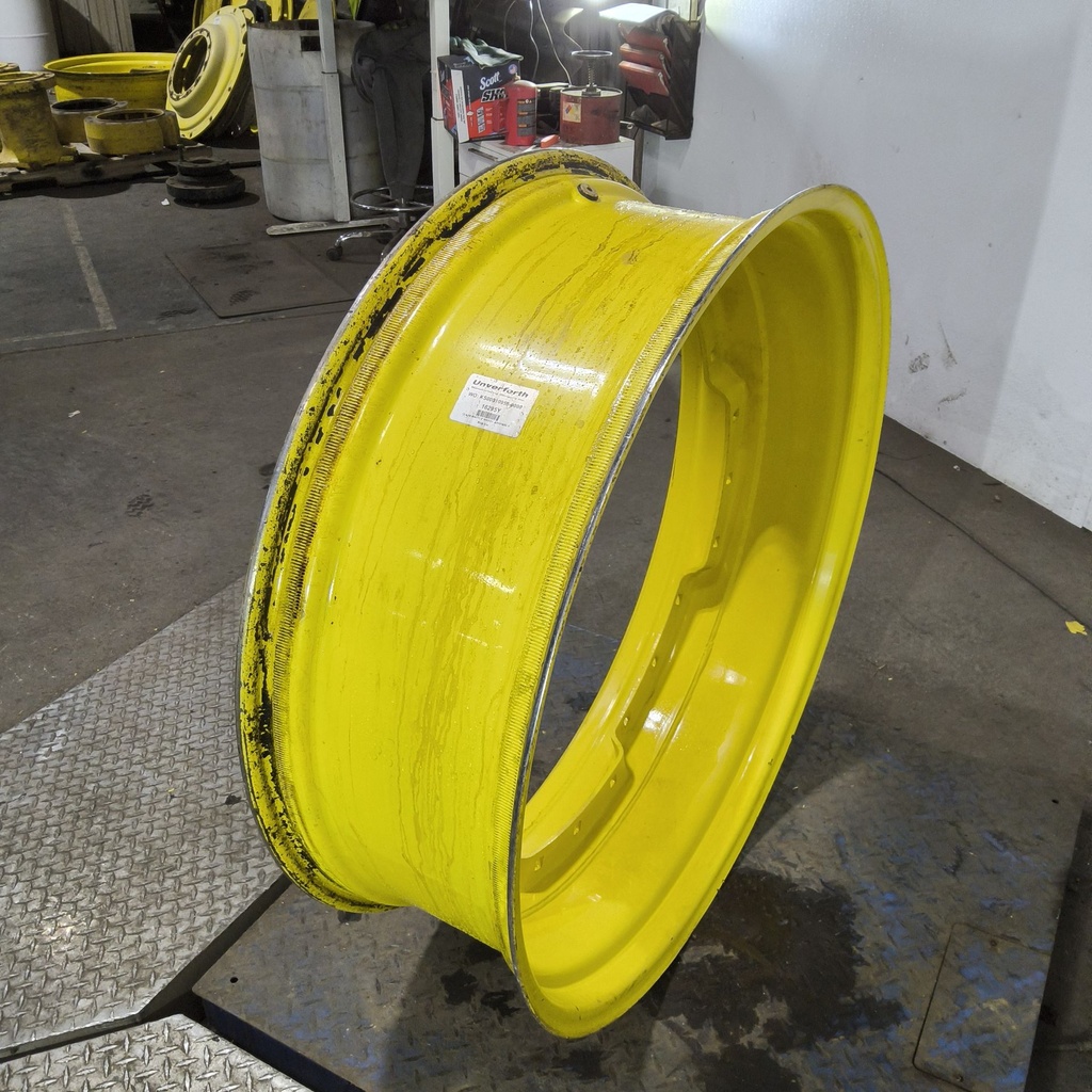 12"W x 38"D, John Deere Yellow 12-Hole Waffle Wheel (Groups of 3 bolts)