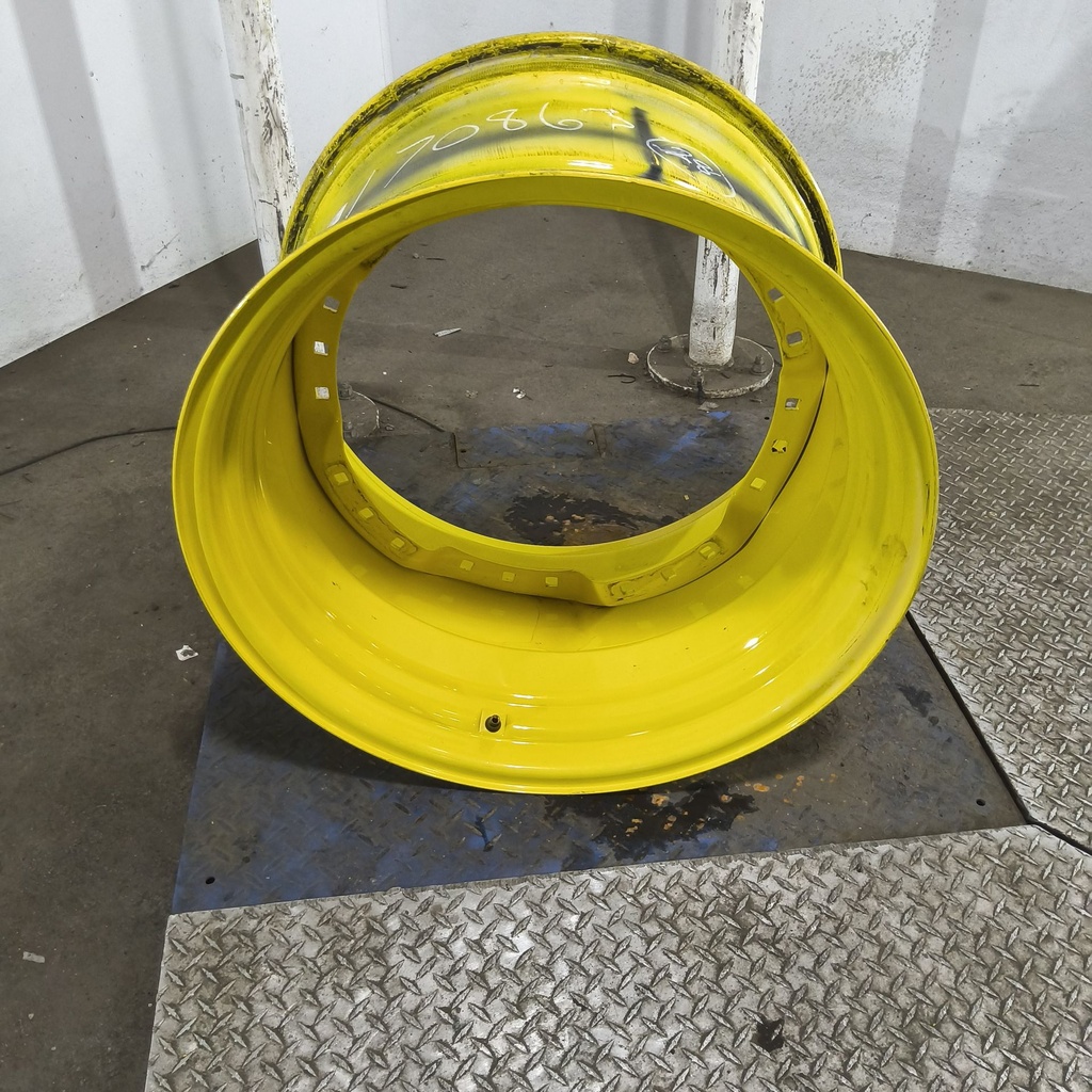 18"W x 28"D, John Deere Yellow 12-Hole Waffle Wheel (Groups of 3 bolts) , 9.38" Offset