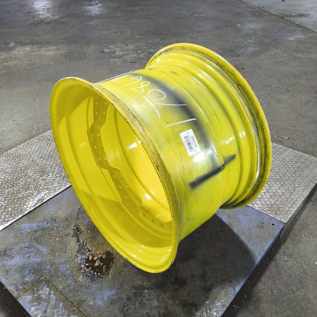 18"W x 28"D, John Deere Yellow 12-Hole Waffle Wheel (Groups of 3 bolts) , 9.38" Offset