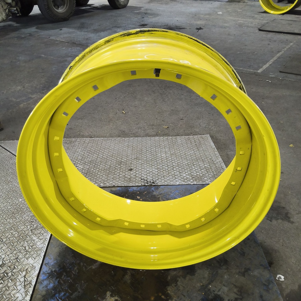 15"W x 34"D, John Deere Yellow 12-Hole Waffle Wheel (Groups of 3 bolts)