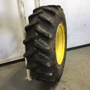 18.4/-30 Goodyear Farm Dura Torque R-1 on John Deere Yellow 8-Hole Rim with Clamp/U-Clamp (groups of 2 bolts) 75%