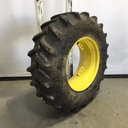 18.4/-30 Goodyear Farm Dura Torque R-1 on John Deere Yellow 8-Hole Rim with Clamp/U-Clamp (groups of 2 bolts) 75%