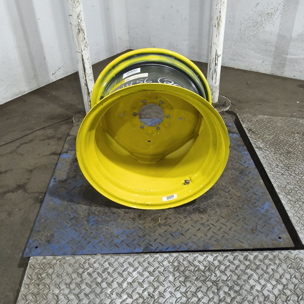 14"W x 20"D, John Deere Yellow 6-Hole Stamped Plate , -4.94" Offset
