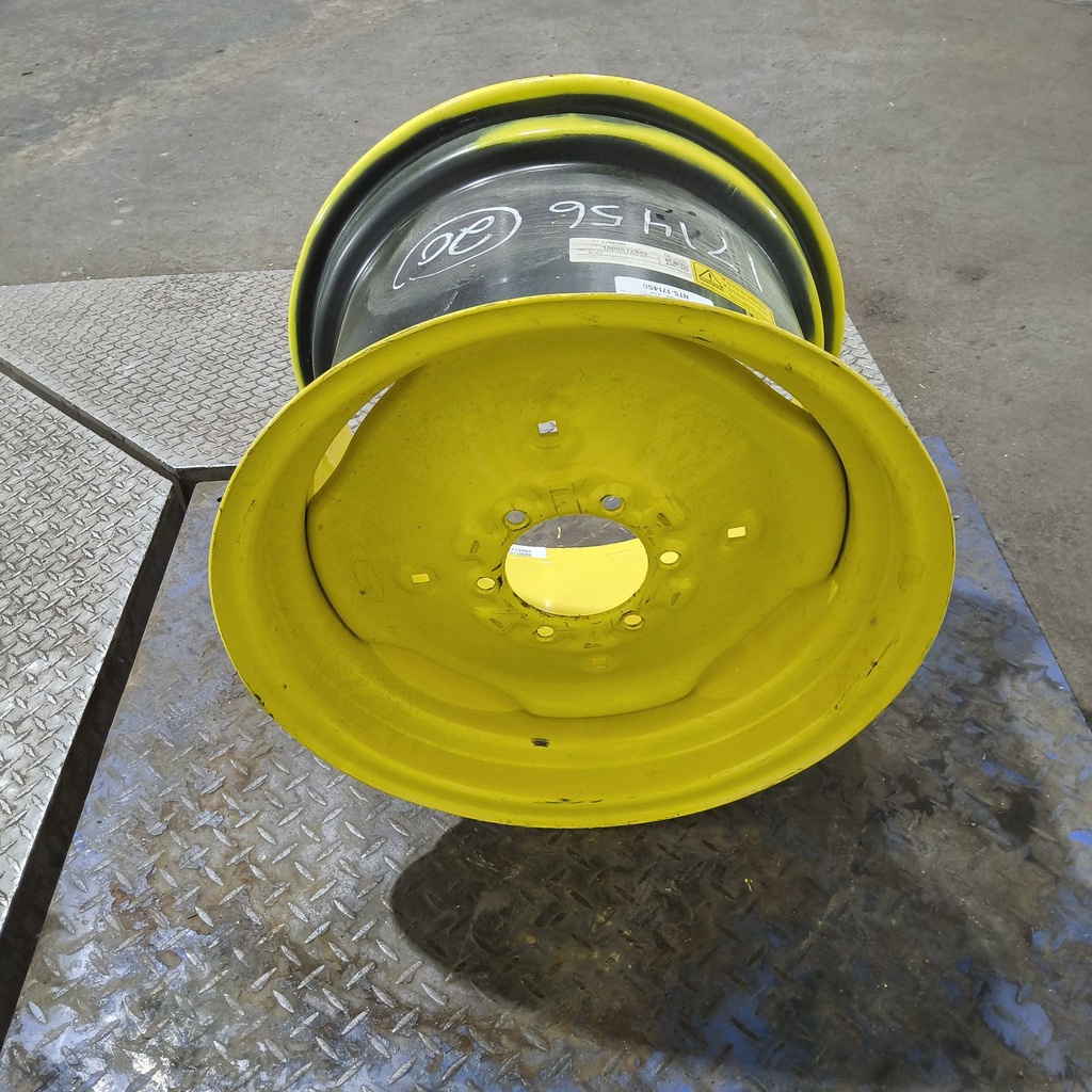 14"W x 20"D, John Deere Yellow 6-Hole Stamped Plate , -4.94" Offset