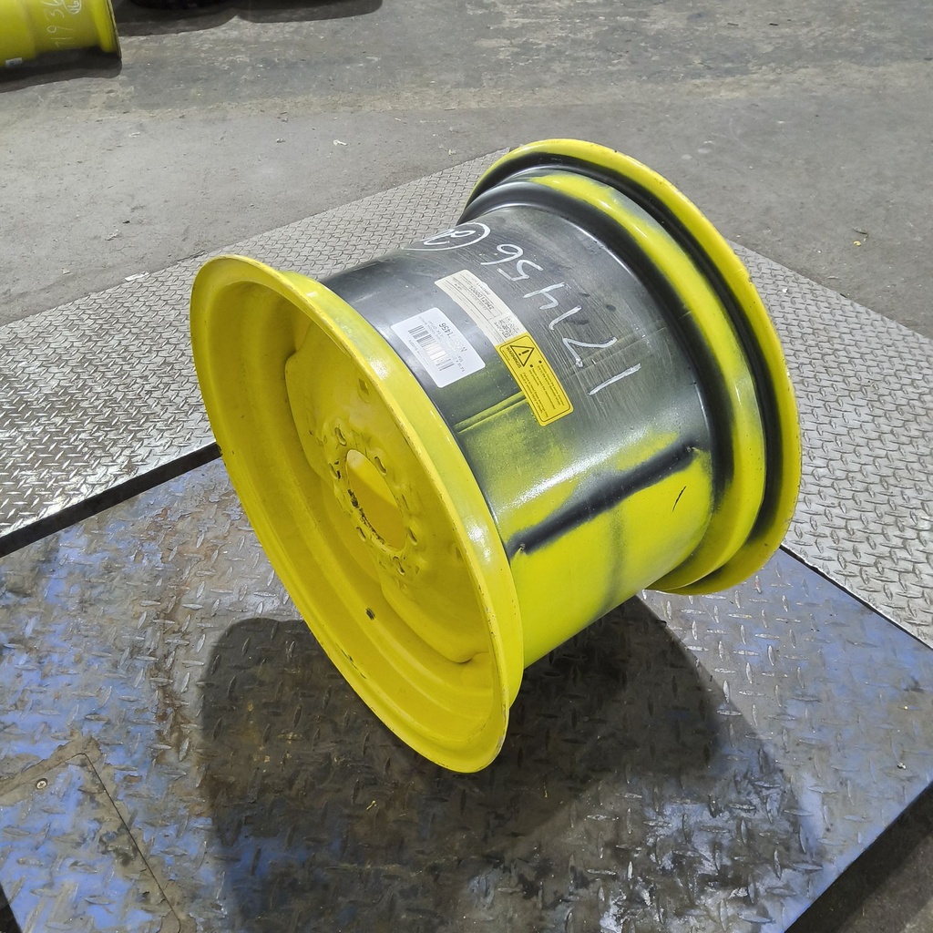 14"W x 20"D, John Deere Yellow 6-Hole Stamped Plate , -4.94" Offset