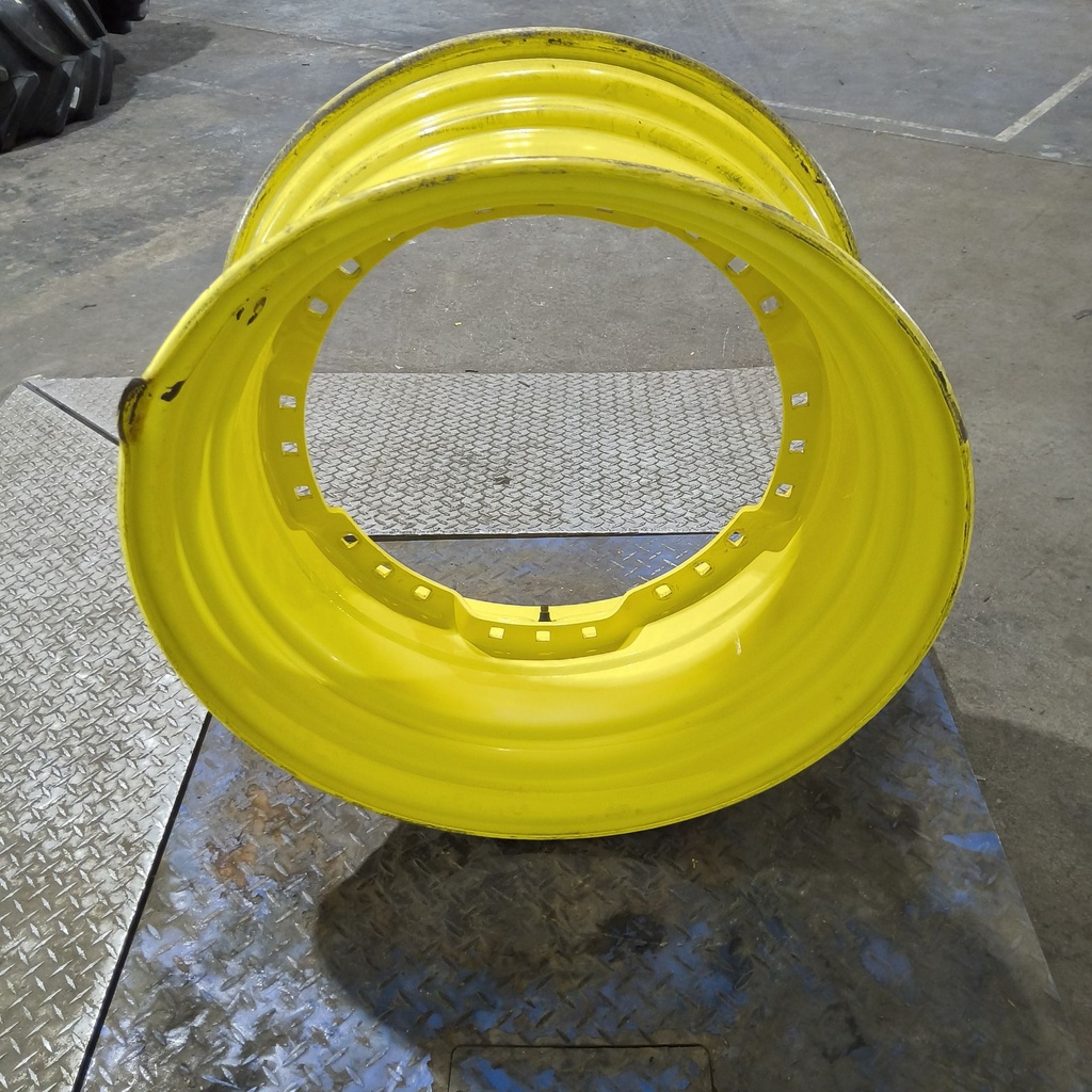 15"W x 30"D, John Deere Yellow 12-Hole Waffle Wheel (Groups of 3 bolts)
