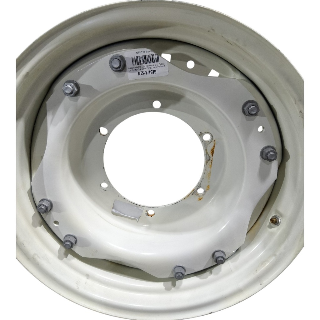 6-Hole Waffle Disc (Groups of 2 Bolts) Center for 24" Rim, Ford / New Holland White