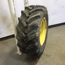 440/65R24 Goodyear Farm DT818 Optitrac R-1W on John Deere Yellow 6-Hole Rim with Clamp/Loop Style 75%