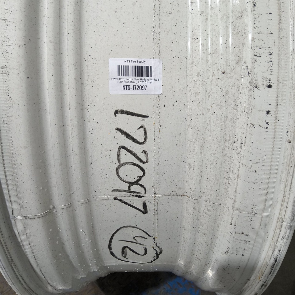16"W x 42"D, Ford / New Holland White 8-Hole Stub Disc , 1.62" Offset