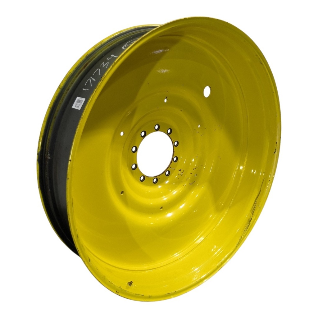 12"W x 54"D, John Deere Yellow 10-Hole Formed Plate , -9.12" Offset