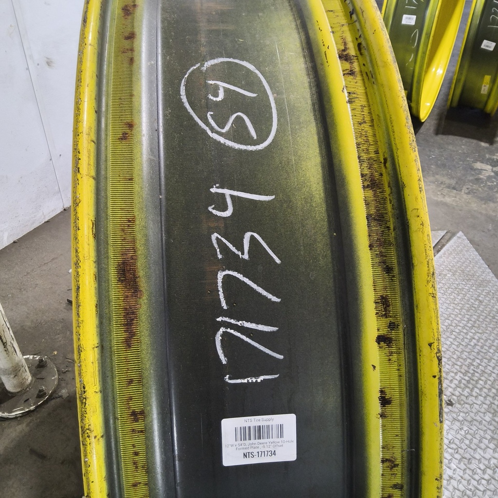 12"W x 54"D, John Deere Yellow 10-Hole Formed Plate , -9.12" Offset