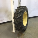 320/85R24 BKT Tires Agrimax RT 855 R-1W on John Deere Yellow 6-Hole Rim with Clamp/Loop Style 80%