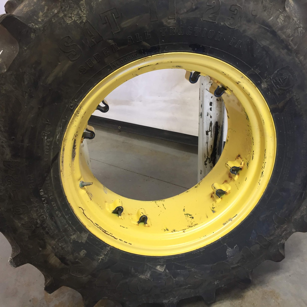 12"W x 24"D, John Deere Yellow 8-Hole Rim with Clamp/Loop Style (groups of 2 bolts)