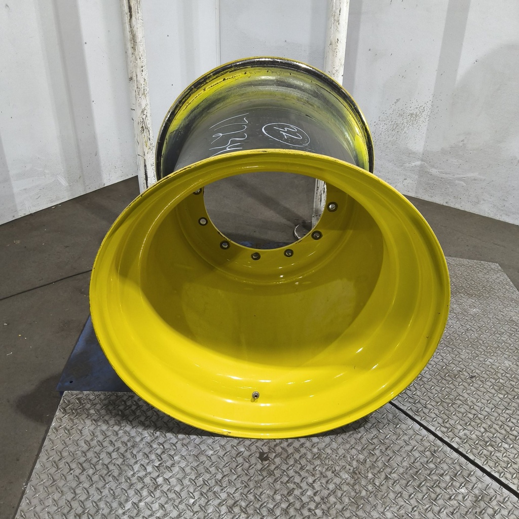 36"W x 32"D, John Deere Yellow 12-Hole Formed Plate , -9.88" Offset