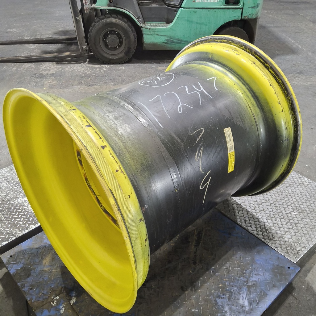 36"W x 32"D, John Deere Yellow 12-Hole Formed Plate , -9.88" Offset