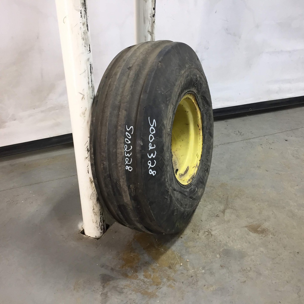 11.00/-16 Goodyear Farm Dyna Rib SL F-2M on John Deere Yellow 8-Hole Implement 55%