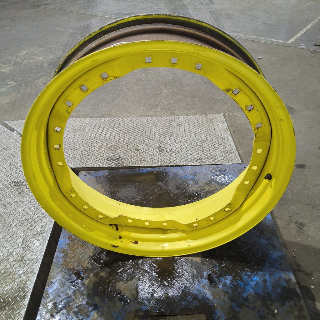 10"W x 34"D, John Deere Yellow 12-Hole Waffle Wheel (Groups of 3 bolts)