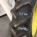 9.5/-24 Goodyear Farm DT221 DuraTorque R-1 on John Deere Yellow 8-Hole Rim with Clamp/U-Clamp (groups of 2 bolts) 90%