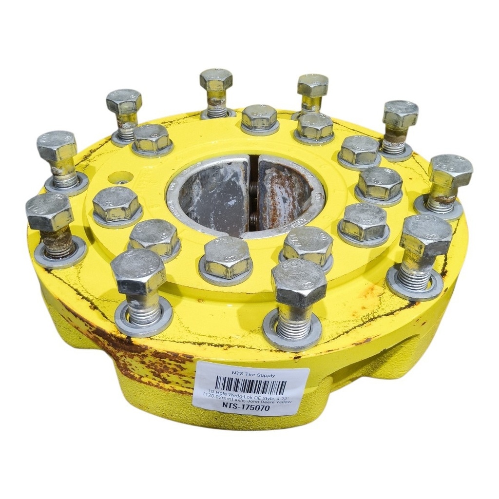 10-Hole Wedg-Lok OE Style, 4.72" (120.02mm) axle, John Deere Yellow