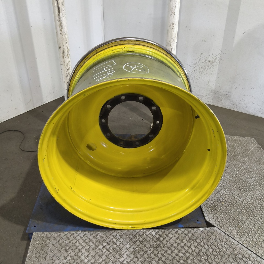 27"W x 32"D, John Deere Yellow 10-Hole Formed Plate , -3.62" Offset