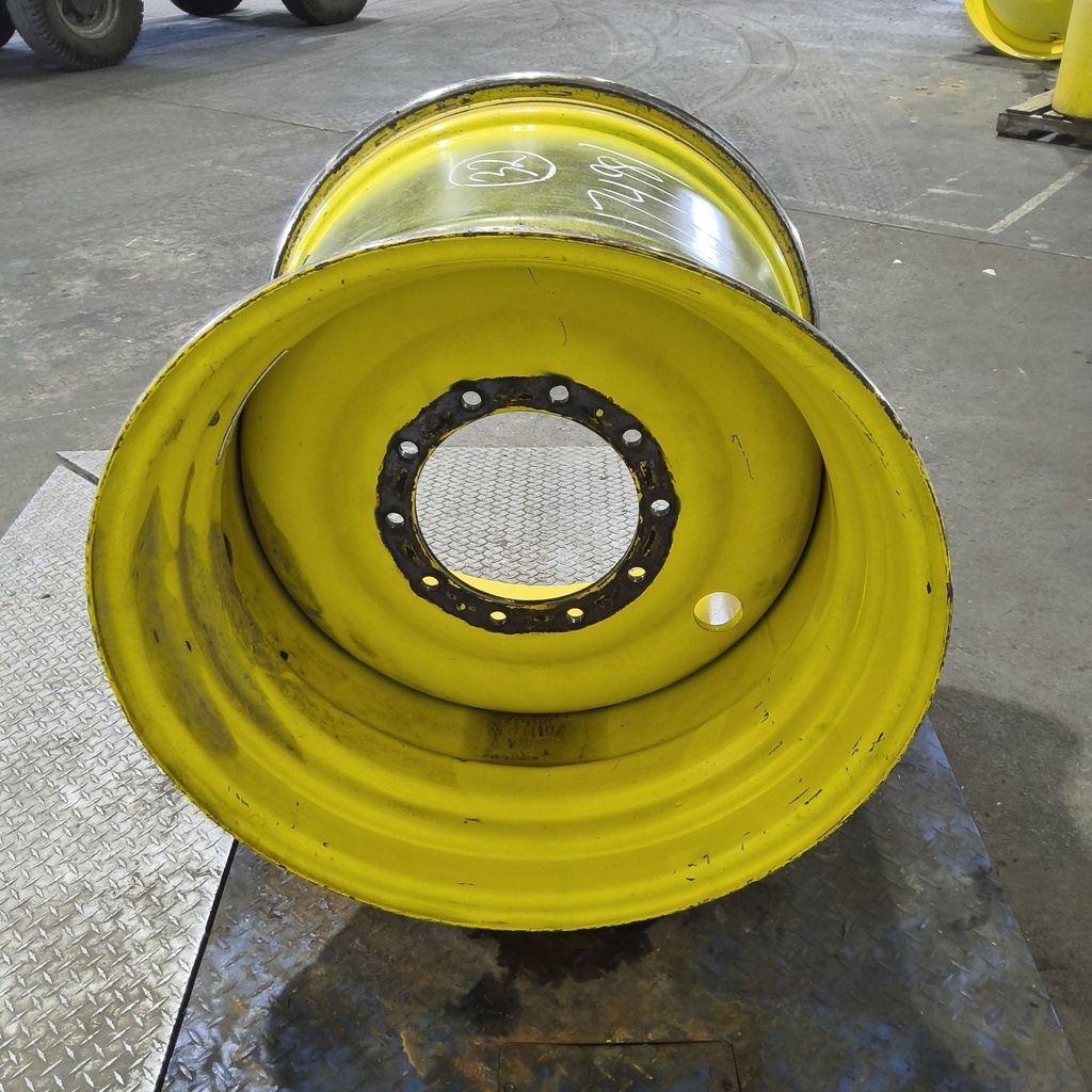 27"W x 32"D, John Deere Yellow 10-Hole Formed Plate , -3.62" Offset