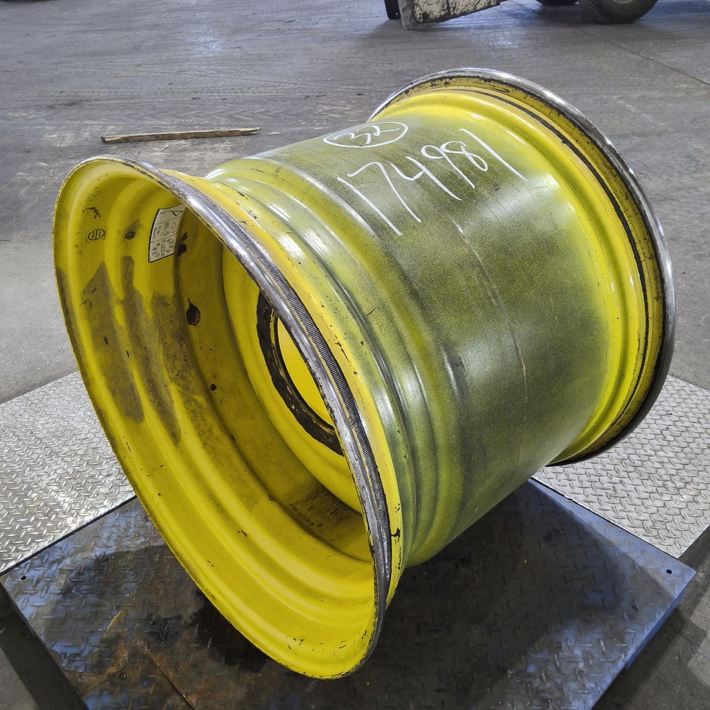 27"W x 32"D, John Deere Yellow 10-Hole Formed Plate , -3.62" Offset