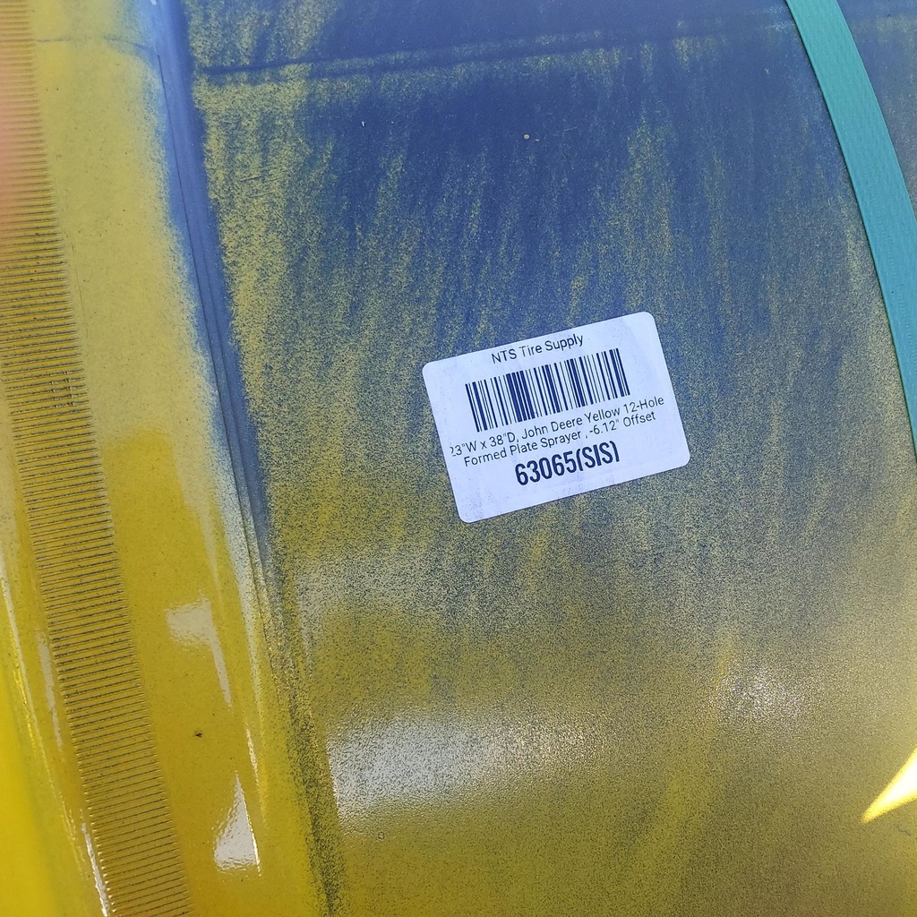 23"W x 38"D, John Deere Yellow 12-Hole Formed Plate Sprayer , -6.12" Offset