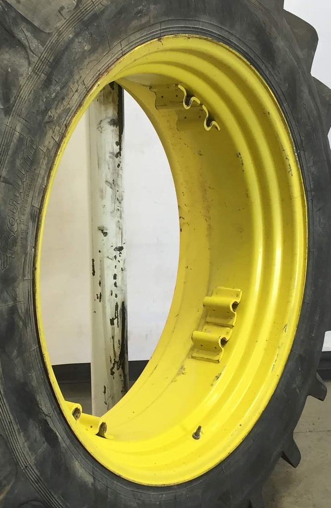 14"W x 38"D, John Deere Yellow 8-Hole Rim with Clamp/Loop Style (groups of 2 bolts)