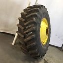 650/85R38 Firestone Radial Deep Tread 23 R-1W on John Deere Yellow 10-Hole Dolly Dual 85%