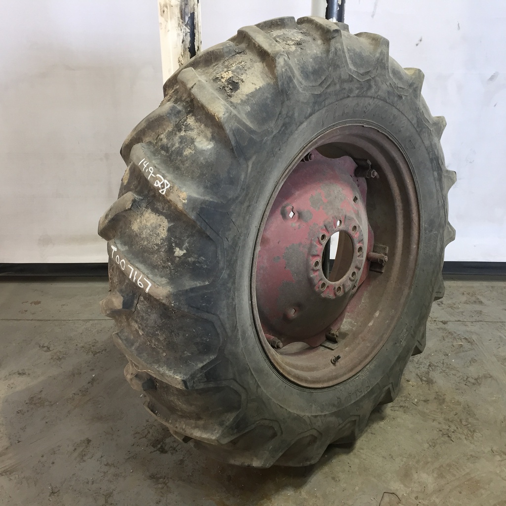 14.9/-28 Firestone Traction Field & Road R-1 on Red 8-Hole Rim with Clamp/Loop Style 45%