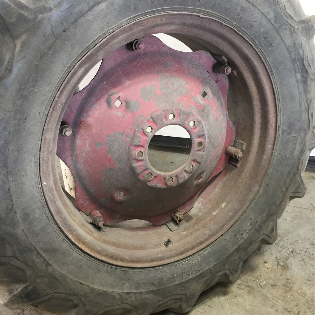 14.9/-28 Firestone Traction Field & Road R-1 on Red 8-Hole Rim with Clamp/Loop Style 45%