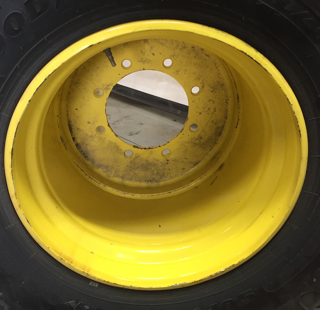 24"W x 22.5"D, John Deere Yellow 8-Hole Budd Stud Pilot Wheel