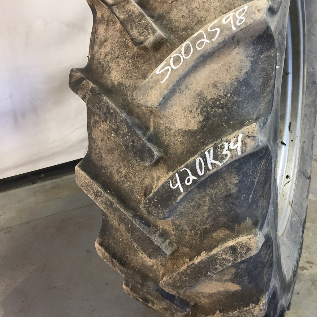 420/85R34 Mitas AC85 Radial R-1W on Case IH Silver Mist/Black 12-Hole Waffle Wheel (Groups of 2 bolts) 65%