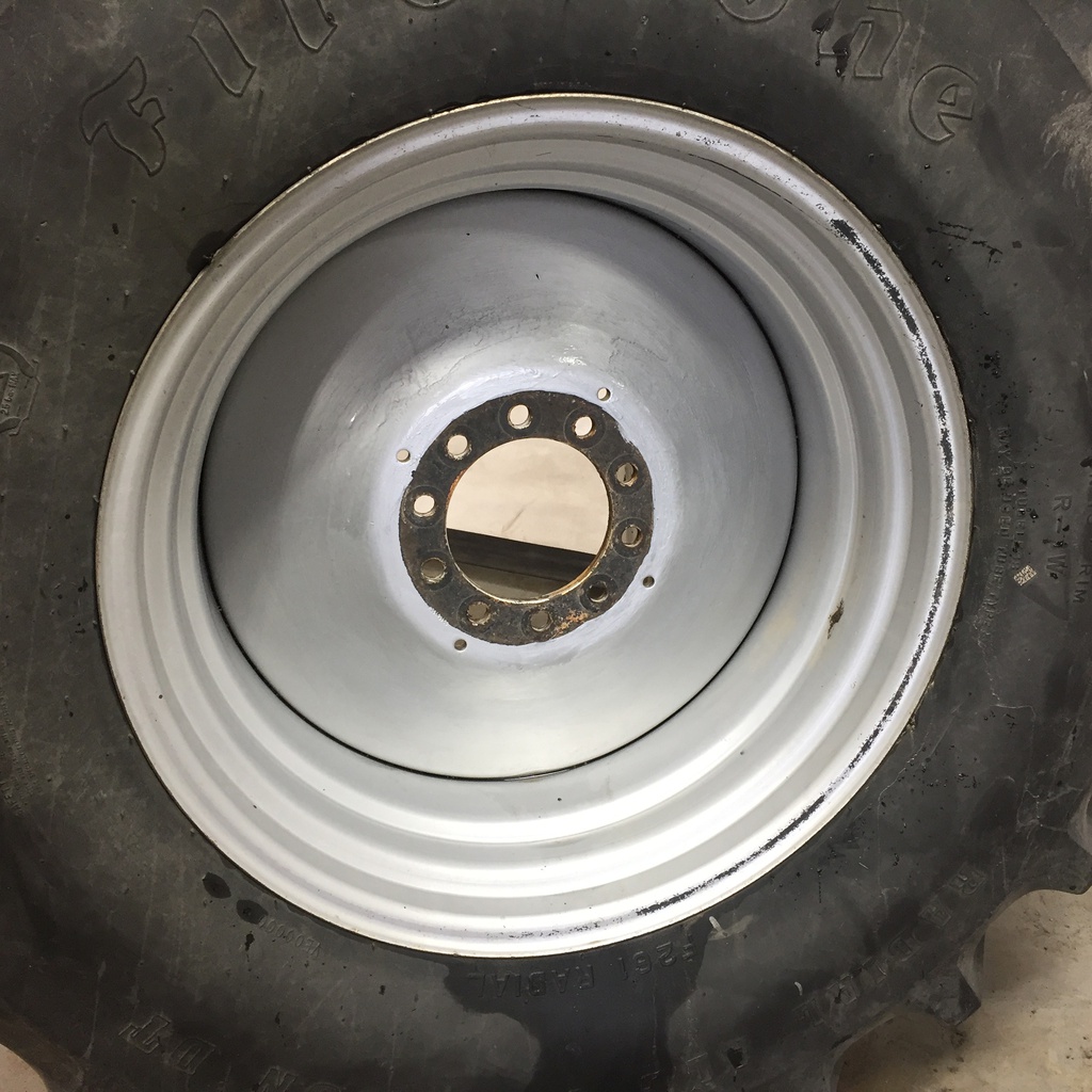 480/70R30 Firestone Radial All Traction DT R-1W on Case IH Silver Mist 10-Hole Formed Plate W/Weight Holes 80%