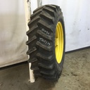 18.4/-34 Firestone Super All Traction 23 R-1 on John Deere Yellow 8-Hole Rim with Clamp/U-Clamp (groups of 2 bolts) 95%