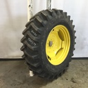18.4/-34 Firestone Super All Traction 23 R-1 on John Deere Yellow 8-Hole Rim with Clamp/U-Clamp (groups of 2 bolts) 95%