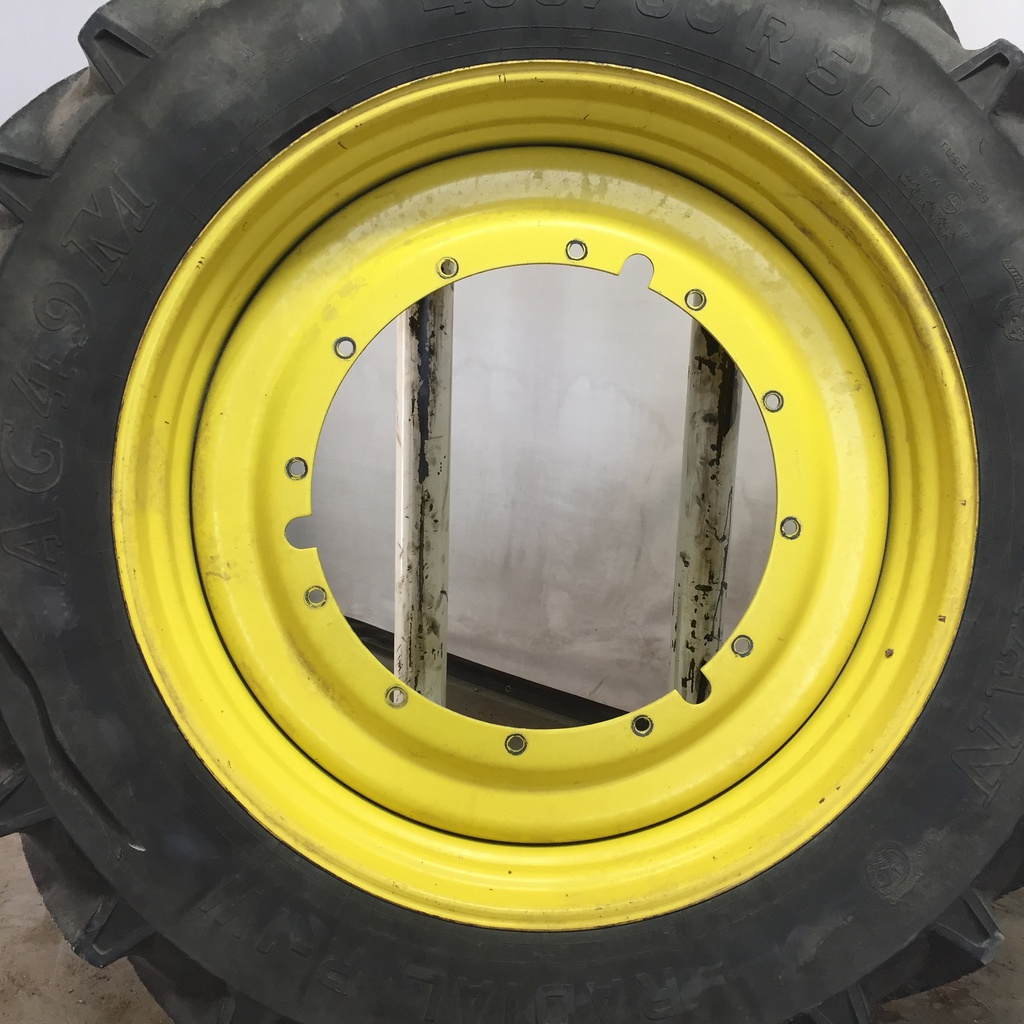 480/80R50 Titan Farm AG49M Radial R-1W on John Deere Yellow 12-Hole Stub Disc 55%