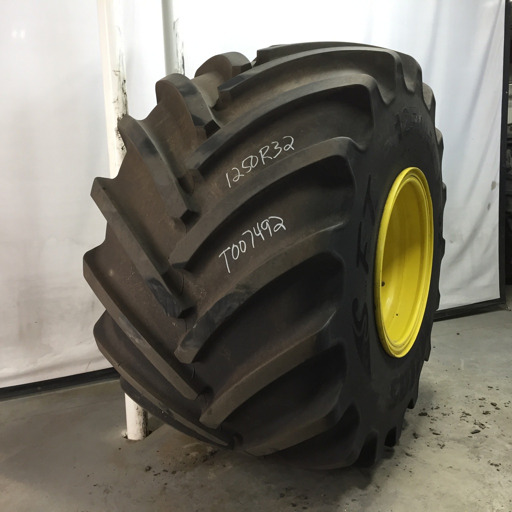 1250/50R32 Mitas SuperFlexion Tire (SFT) R-1W on John Deere Yellow 10-Hole "VA" Wheel Assy 90%