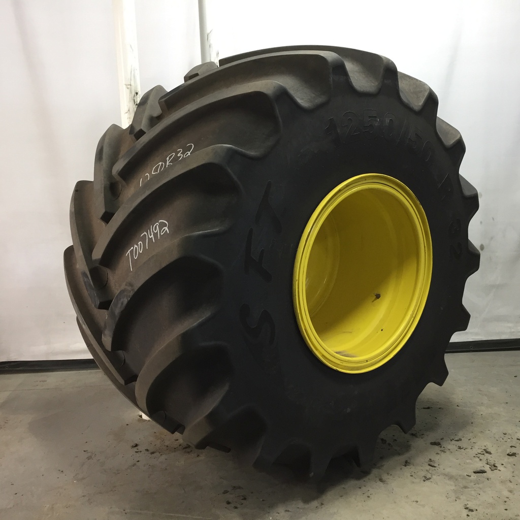 1250/50R32 Mitas SuperFlexion Tire (SFT) R-1W on John Deere Yellow 10-Hole "VA" Wheel Assy 90%