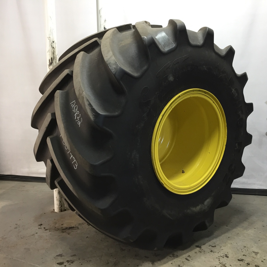 1250/50R32 Mitas SuperFlexion Tire (SFT) R-1W on John Deere Yellow 10-Hole "VA" Wheel Assy 90%