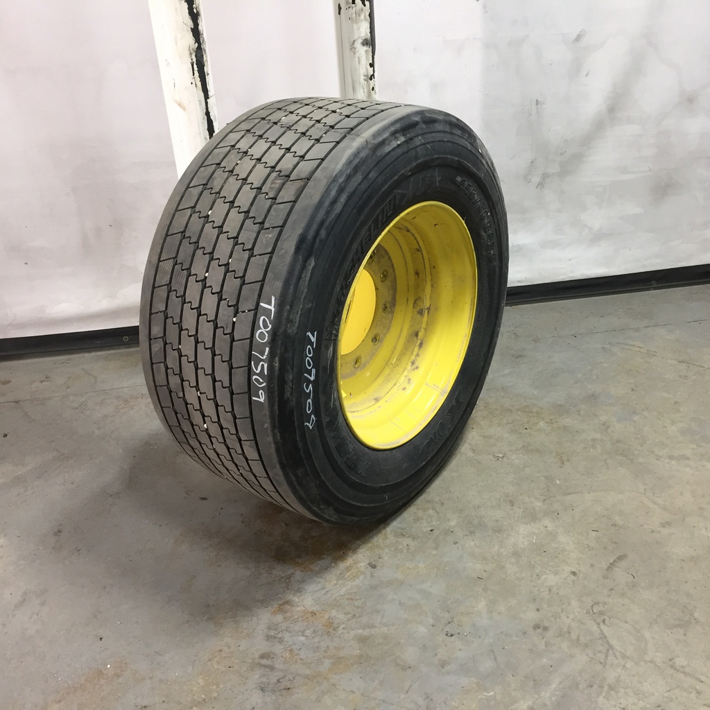 445/55R22.5 Miscellaneous Medium Truck on John Deere Yellow 10-Hole Formed Plate