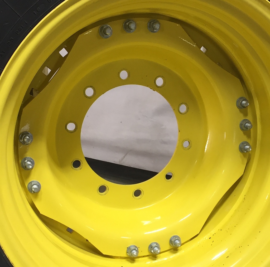 15"W x 30"D Waffle Wheel (Groups of 3 bolts) Rim with 10-Hole Center, John Deere Yellow